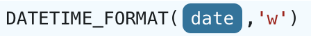 DATETIME_FORMAT({arg},'w')