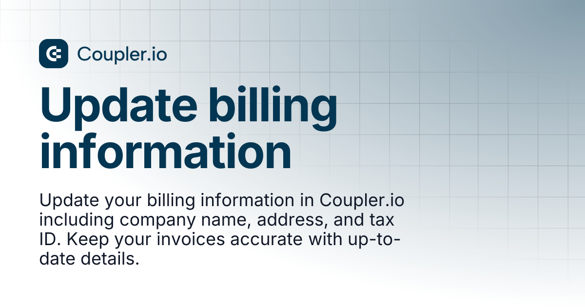 Update billing information | Coupler.io Help Center