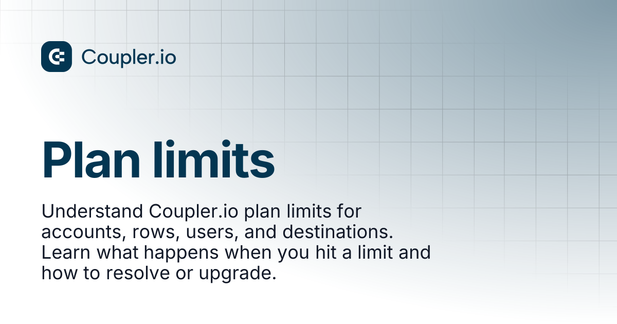 Plan limits | Coupler.io Help Center