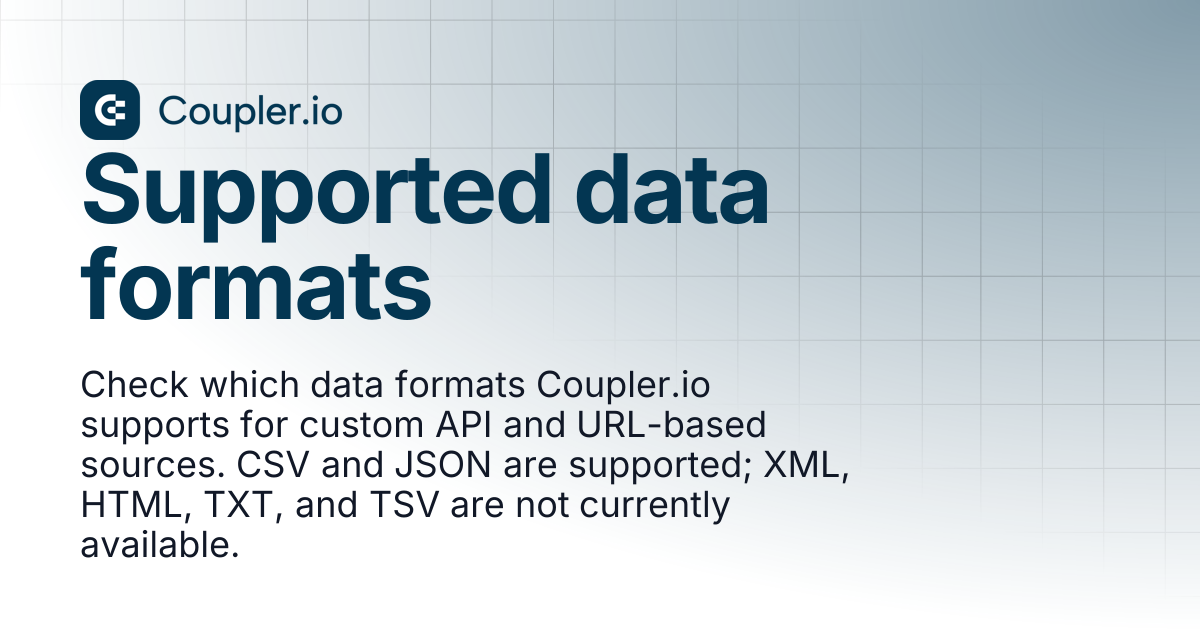 Supported data formats | Coupler.io Help Center
